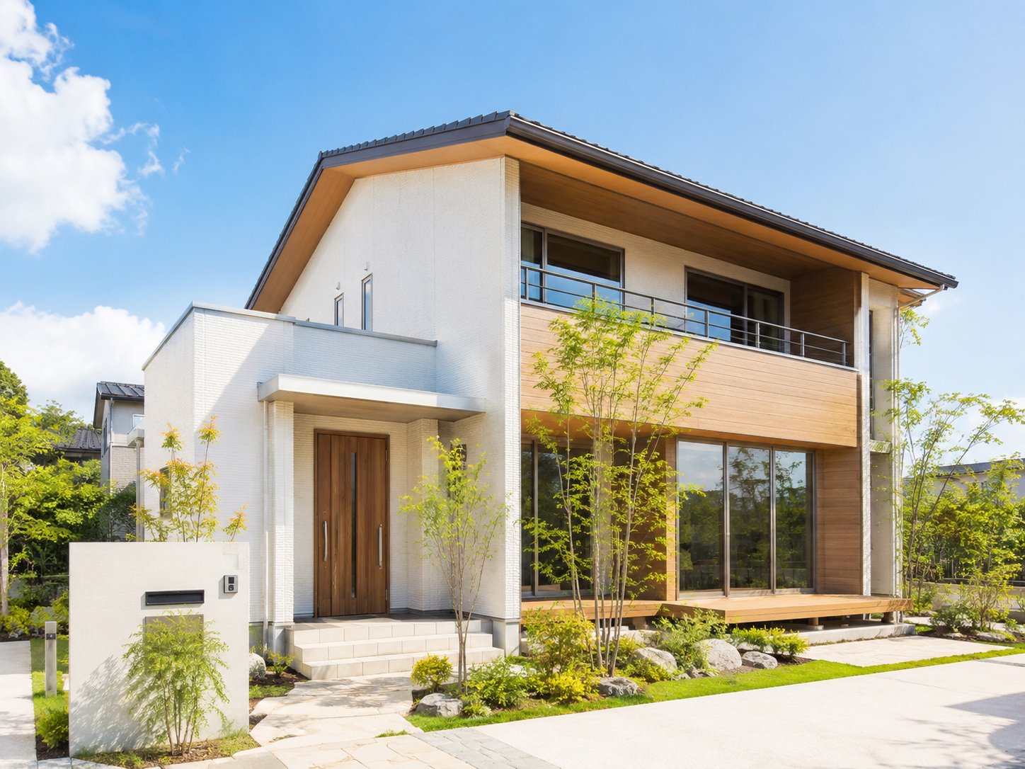 新築住宅の模型を見ながら計画する夫婦